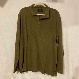 NWT Olive Green 1/4 Button Neck Long Sleeve, Lucky Brand - XL